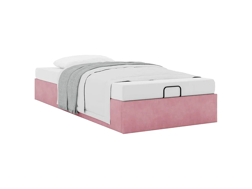 Cadre de lit ottoman sans matelas rose 90x190 cm velours