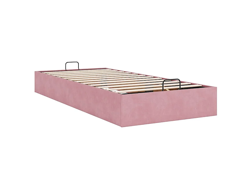 Cadre de lit ottoman sans matelas rose 90x190 cm velours