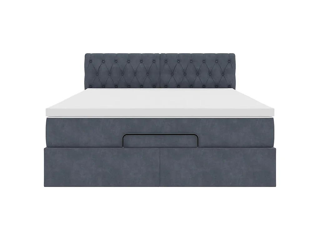 Ottoman bed met matras en LED's 140x190cm fluweel donkergrijs