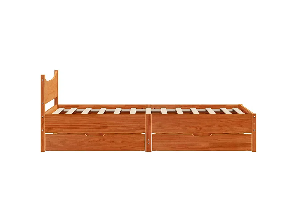 Bedframe met lades massief grenenhout wasbruin 100x200 cm