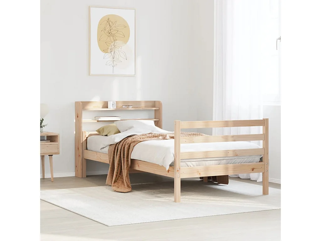 Giroletto con Testiera 100x200 cm Legno Massello di Pino