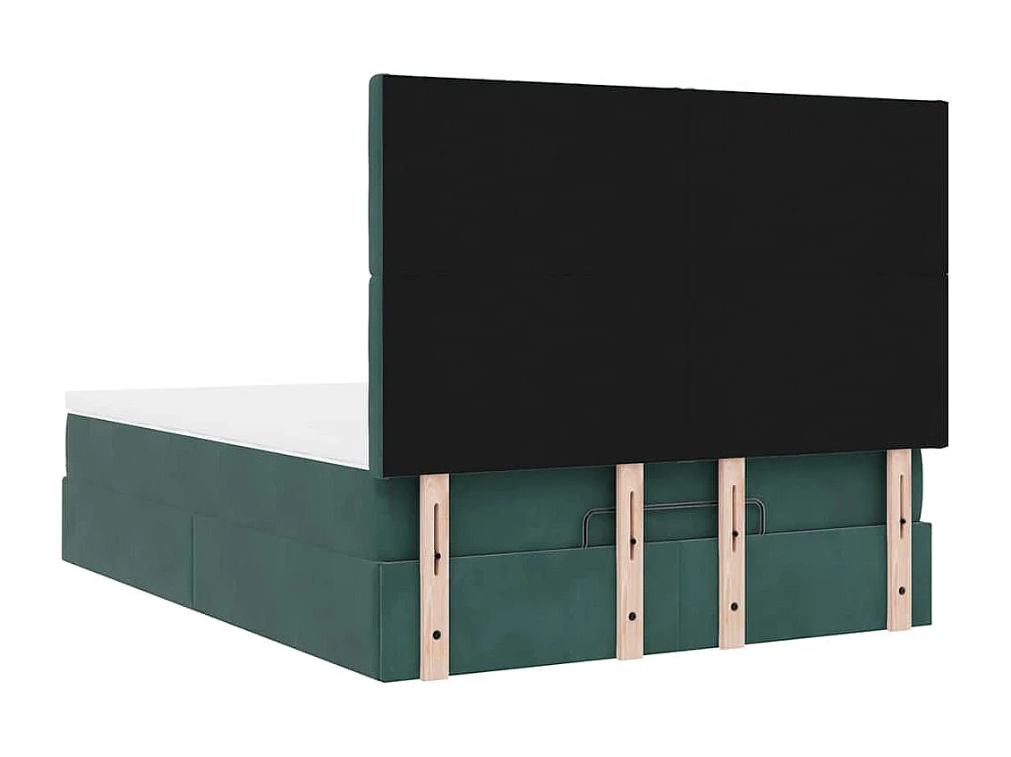 Cadre de lit ottoman avec matelas vert foncé 140x200 cm velours