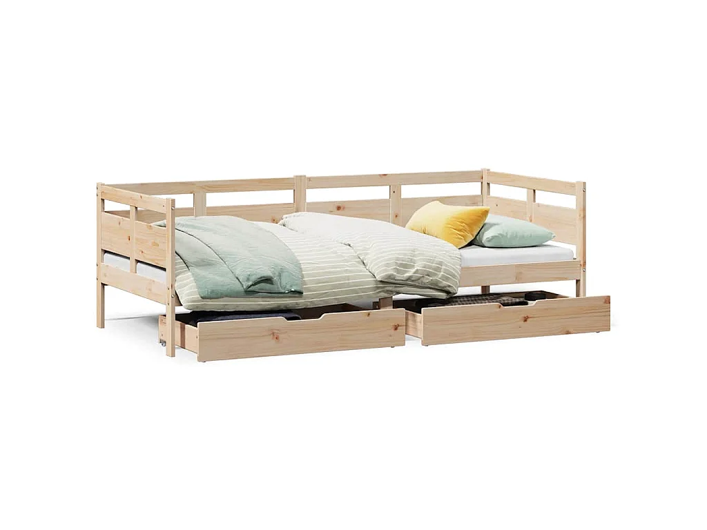 Slaapbank met lades 90x190 cm massief grenenhout