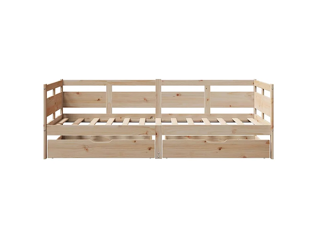 Slaapbank met lades 90x190 cm massief grenenhout