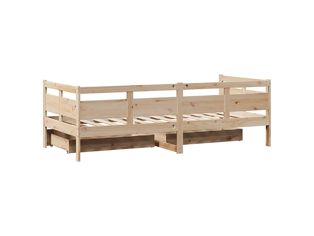 Slaapbank met lades 90x190 cm massief grenenhout