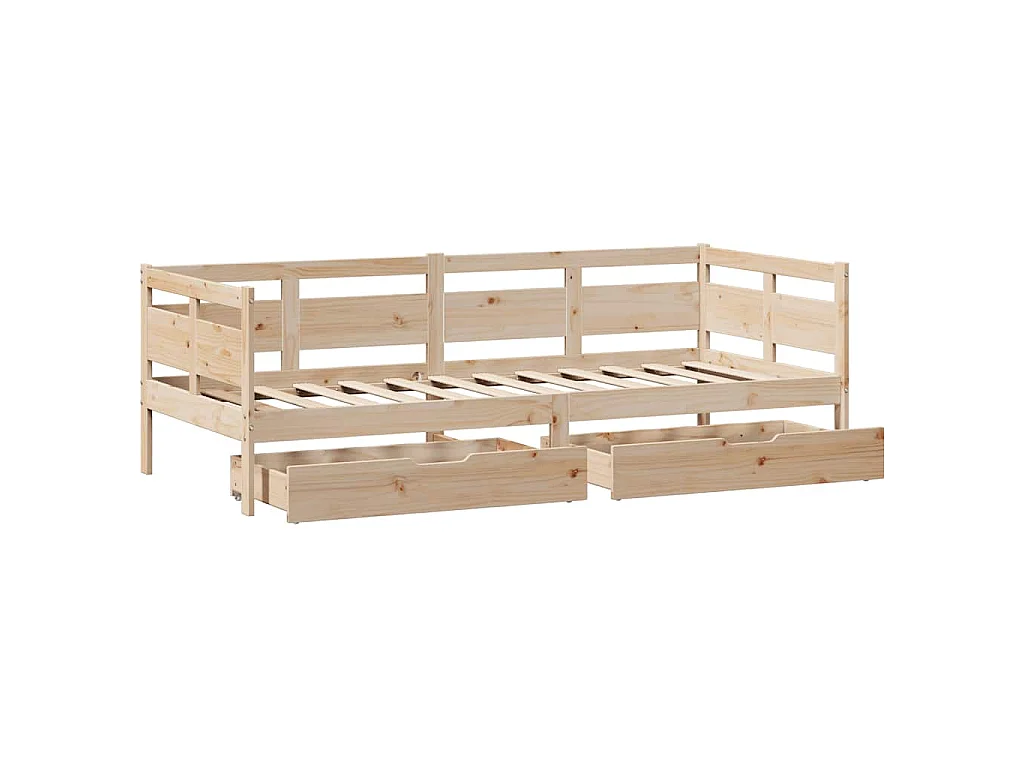 Slaapbank met lades 90x190 cm massief grenenhout