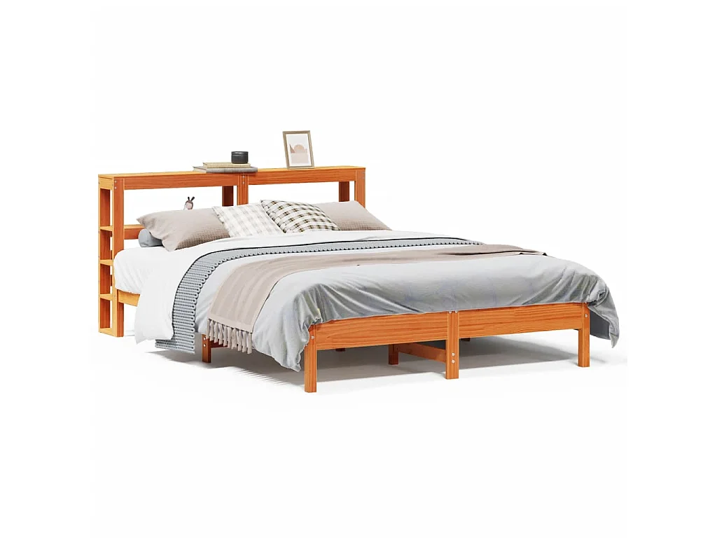 Cadre de lit sans matelas cire marron 160x200cm bois pin massif