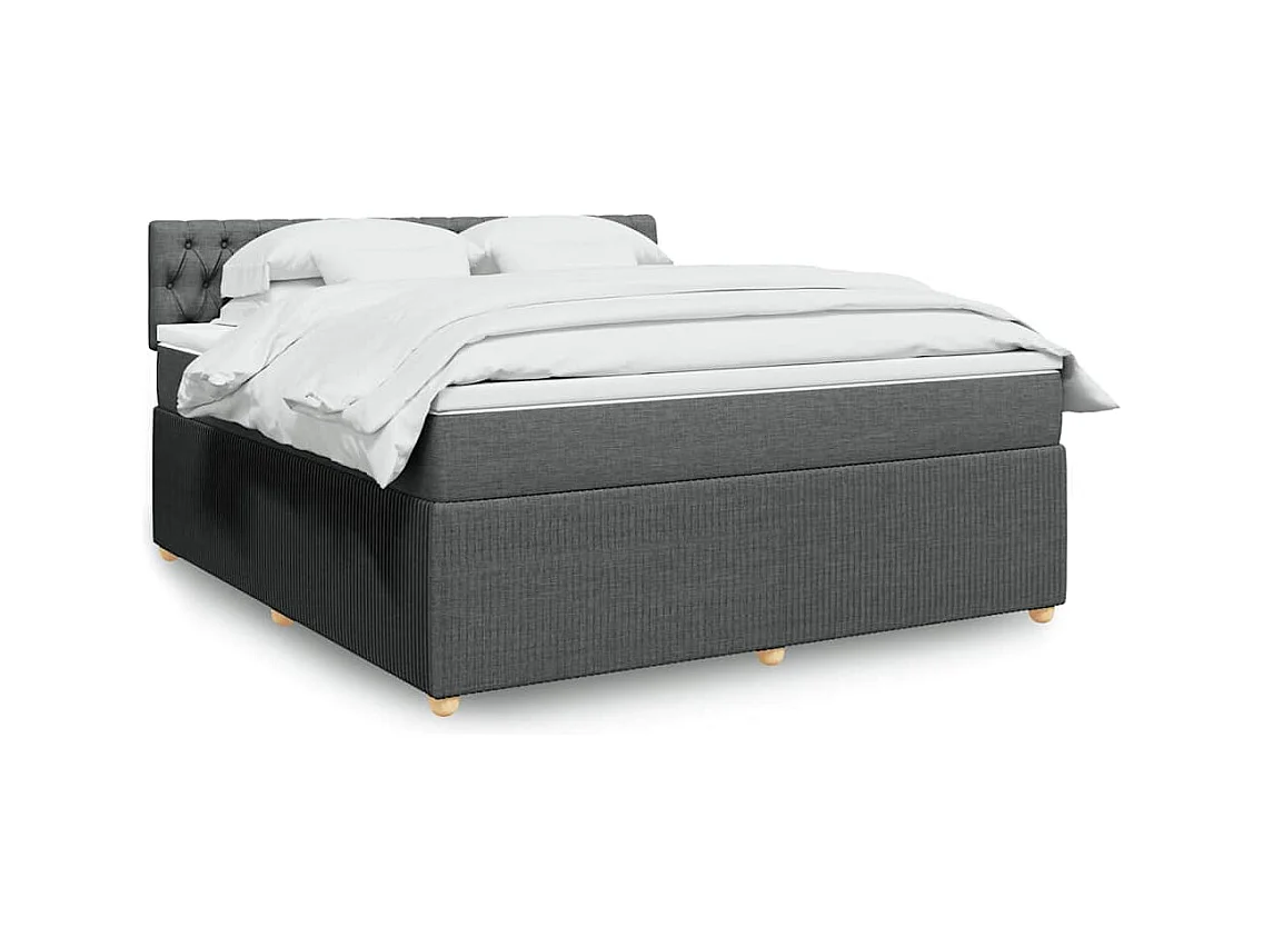 Giroletto a Molle con Materasso Grigio Scuro 180x200 cm Tessuto