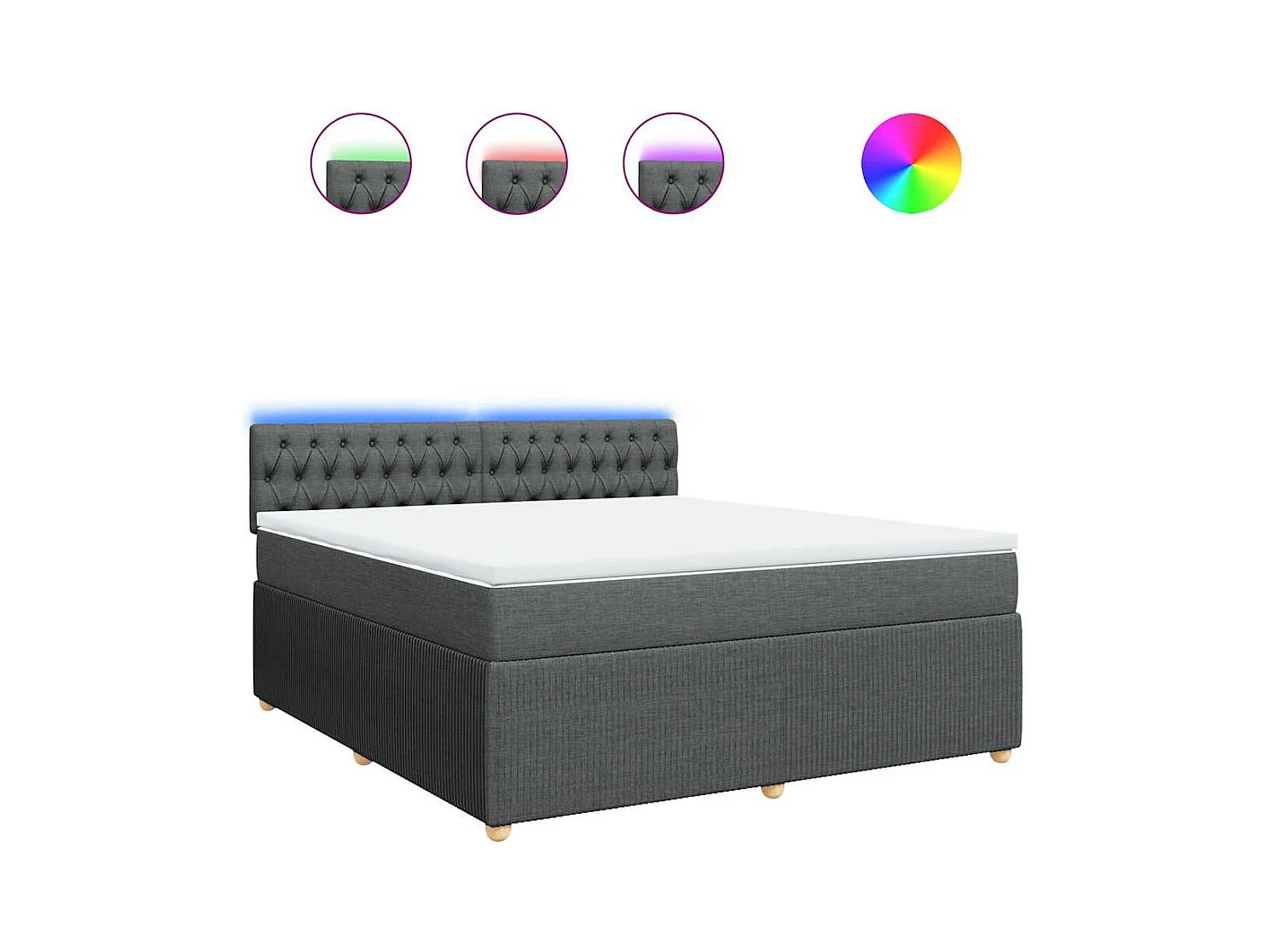 Giroletto a Molle con Materasso Grigio Scuro 180x200 cm Tessuto