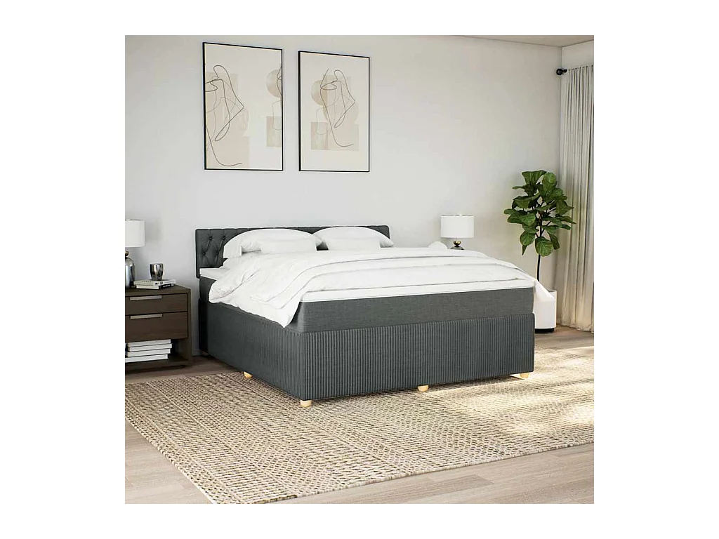 Giroletto a Molle con Materasso Grigio Scuro 180x200 cm Tessuto