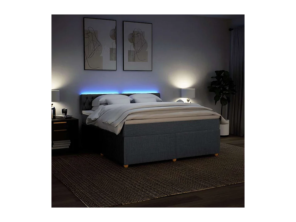 Giroletto a Molle con Materasso Grigio Scuro 180x200 cm Tessuto