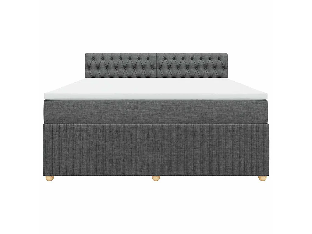 Cama box spring con colchón tela gris oscuro 180x200 cm