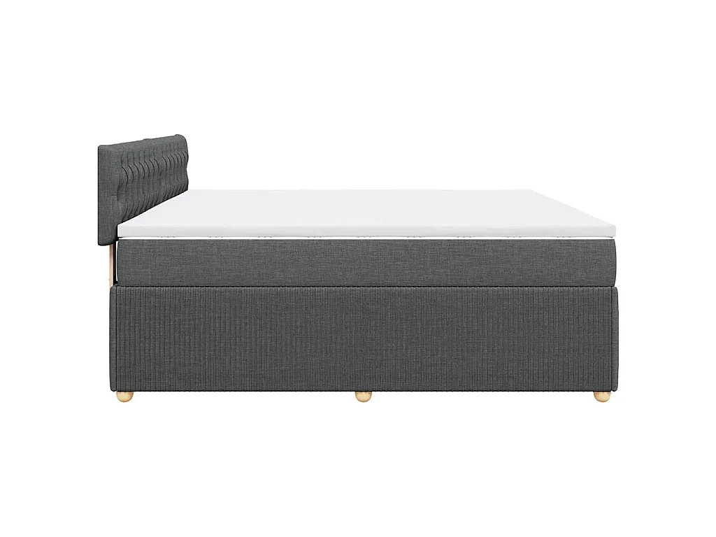 Cama box spring con colchón tela gris oscuro 180x200 cm