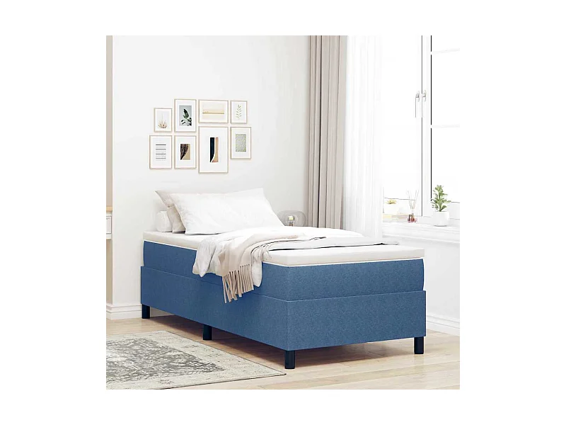 Boxspring bed Blauw 90 x 200 cm Katoenen stof