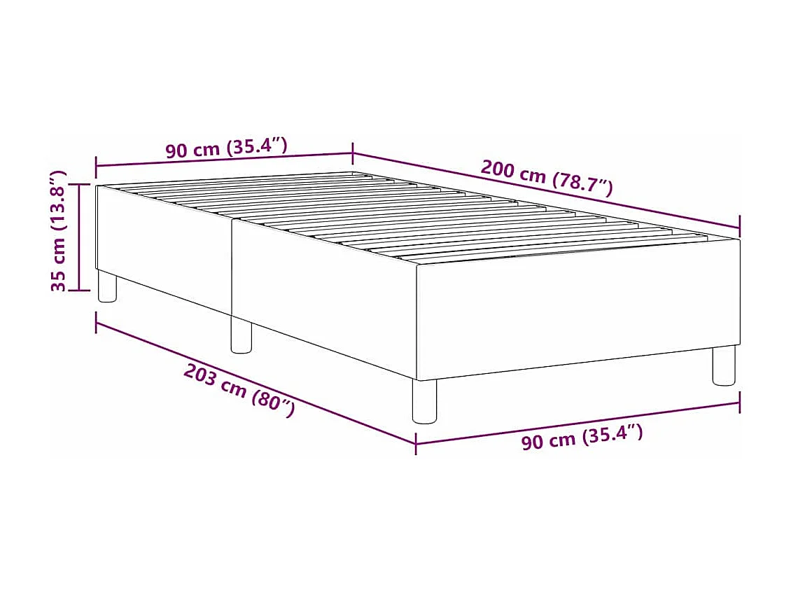 Cadre de lit plateforme Bleu 90 x 200 cm tissu