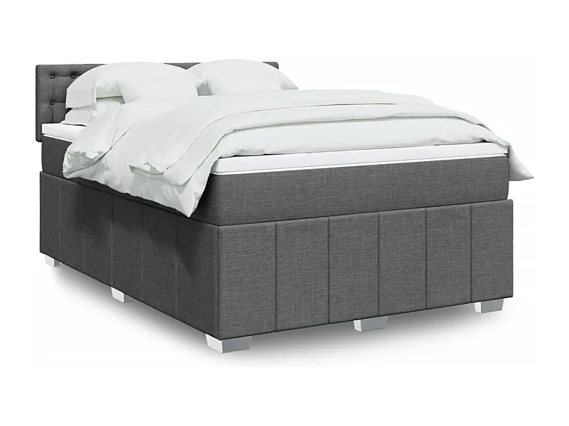 Boxspringbett mit Matratze Dunkelgrau 140x200 cm Stoff
