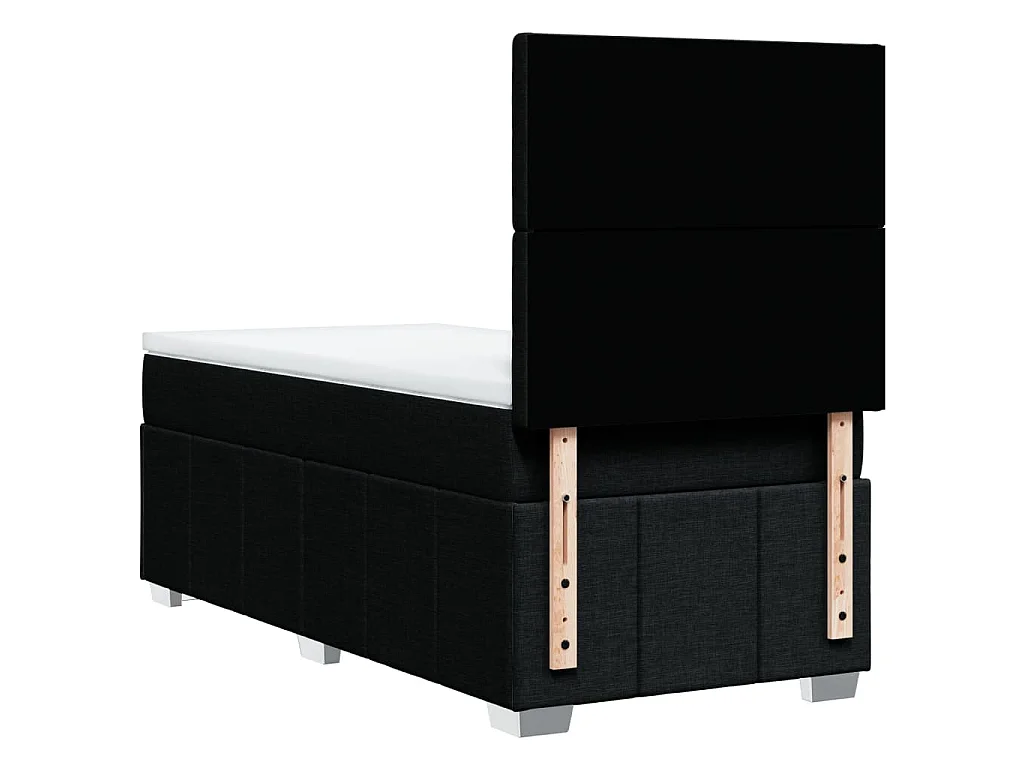 Cama box spring con colchón tela negro 90x200 cm