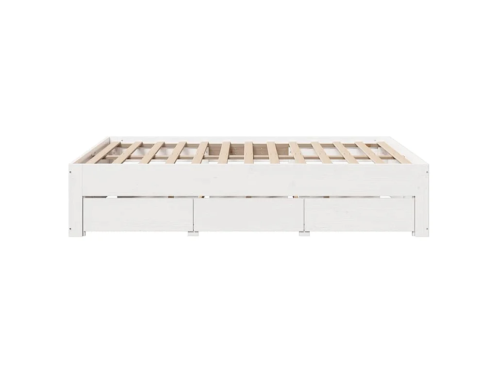 Cadre de lit sans matelas avec tiroirs 140x190 cm bois de pin