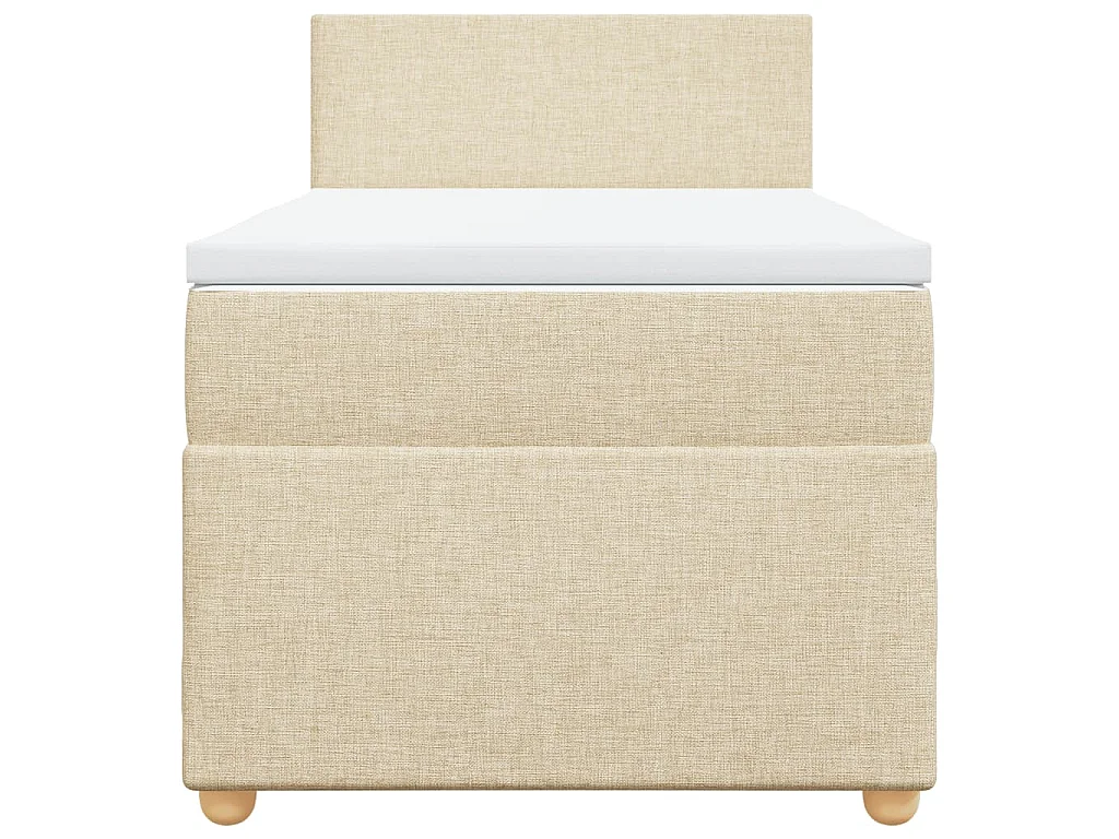 Cama box spring con colchón tela color crema 90x200 cm