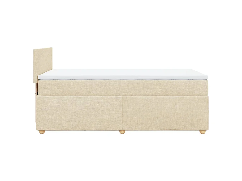 Cama box spring con colchón tela color crema 90x200 cm
