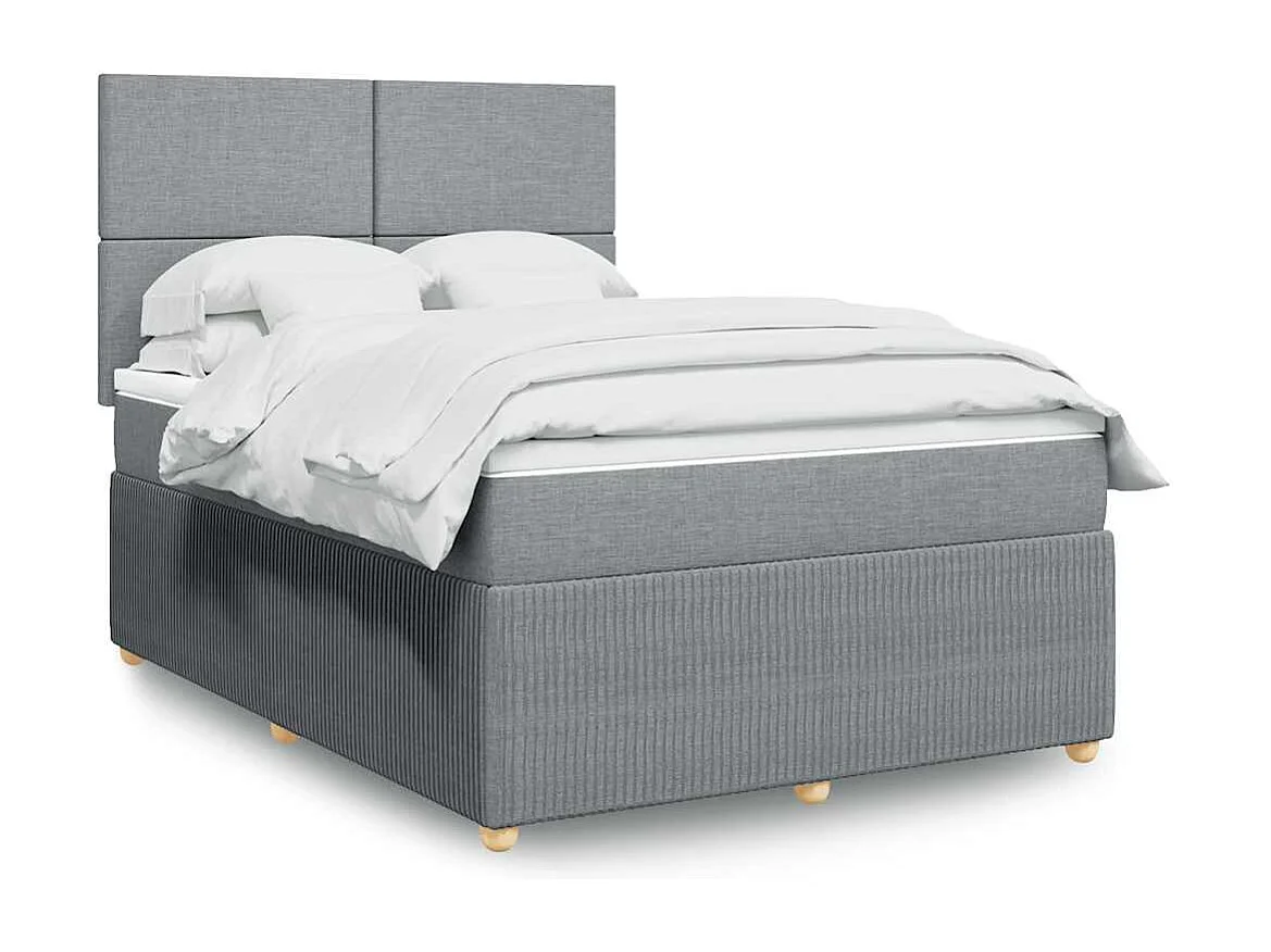 Boxspring met matras stof lichtgrijs 140x190 cm