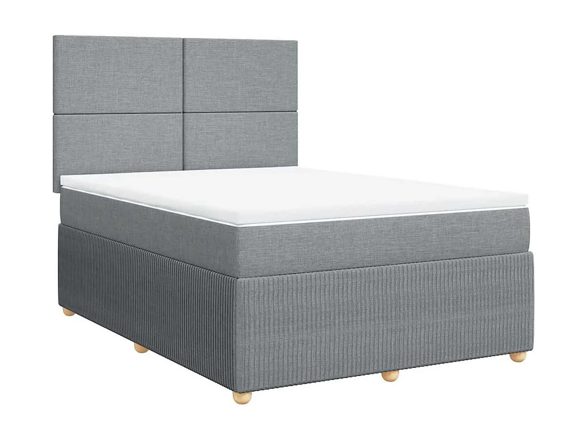 Sommier à lattes de lit avec matelas Gris clair 140x190cm Tissu