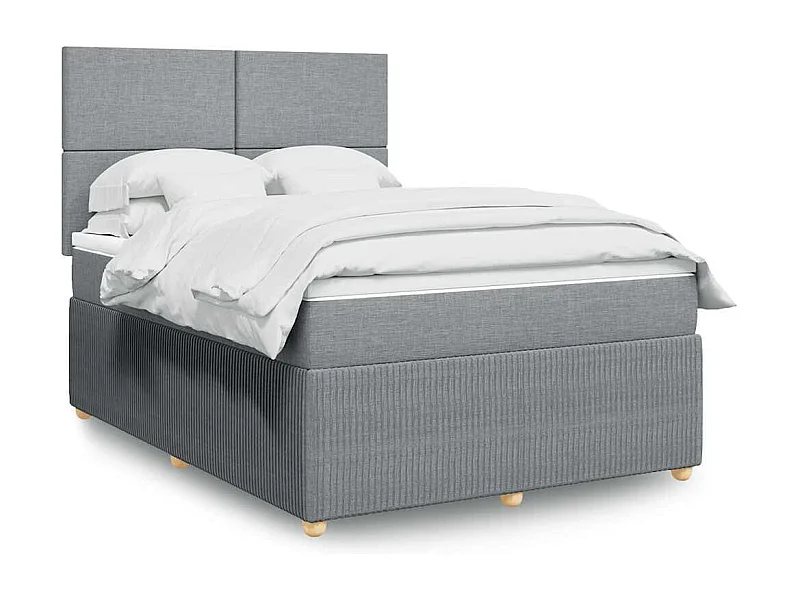 Boxspring met matras stof lichtgrijs 140x190 cm