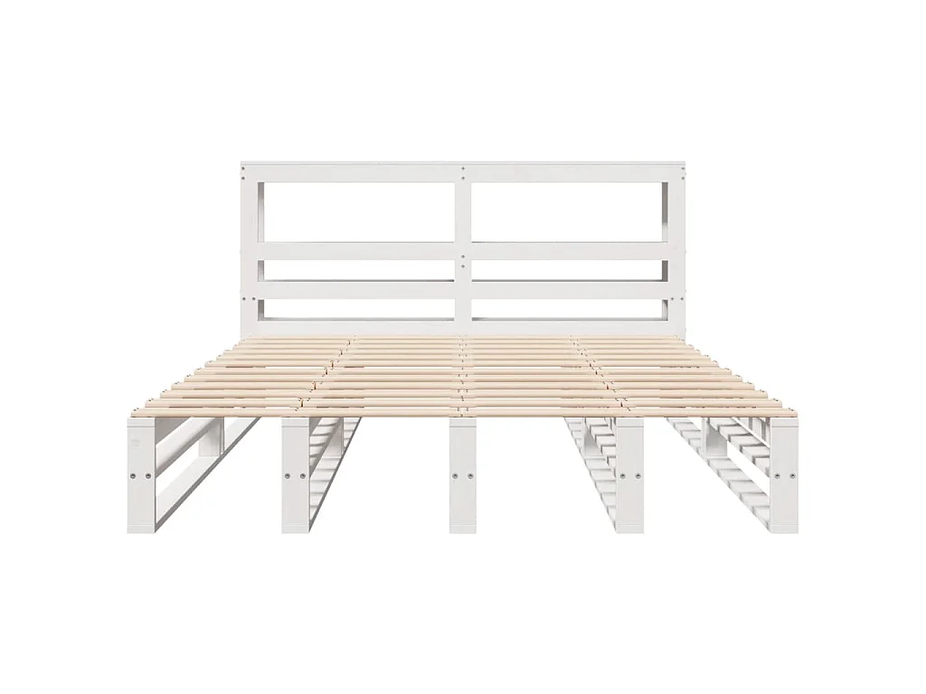 Giroletto con Testiera Bianco 140x200 cm Legno Massello di Pino