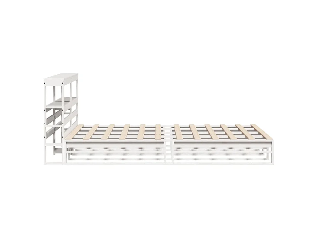 Giroletto con Testiera Bianco 140x200 cm Legno Massello di Pino