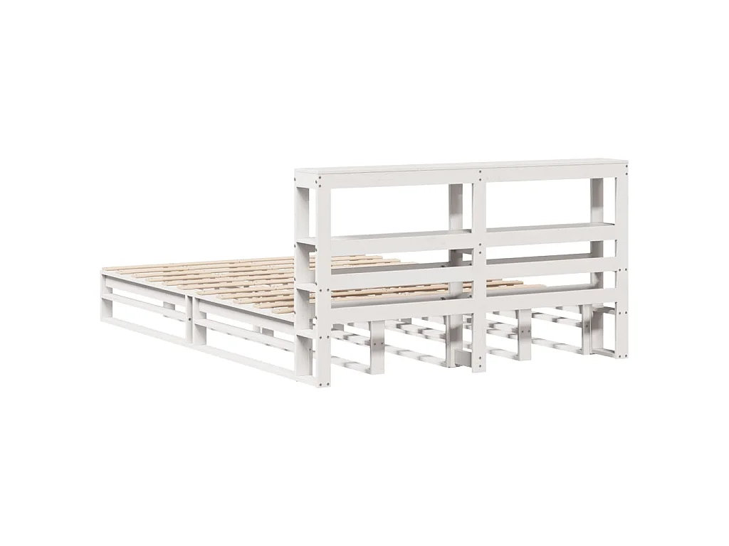 Giroletto con Testiera Bianco 140x200 cm Legno Massello di Pino