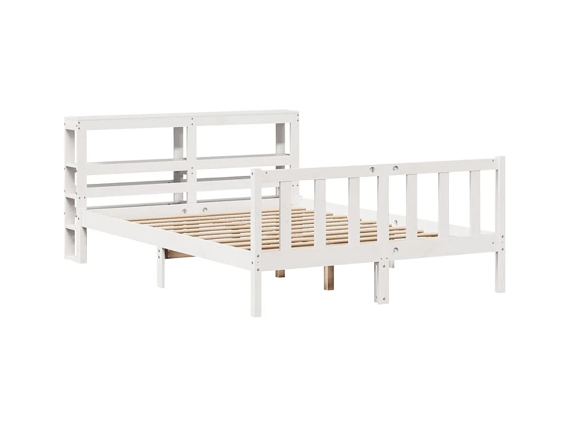 Cadre de lit sans matelas blanc 140x190 cm bois de pin massif