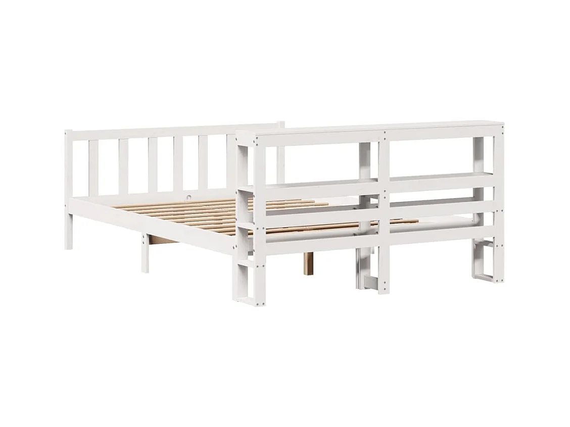 Cadre de lit sans matelas blanc 140x190 cm bois de pin massif