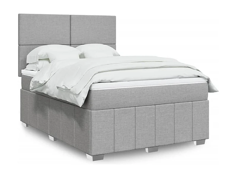 Boxspringbett mit Matratze Hellgrau 160x200 cm Stoff