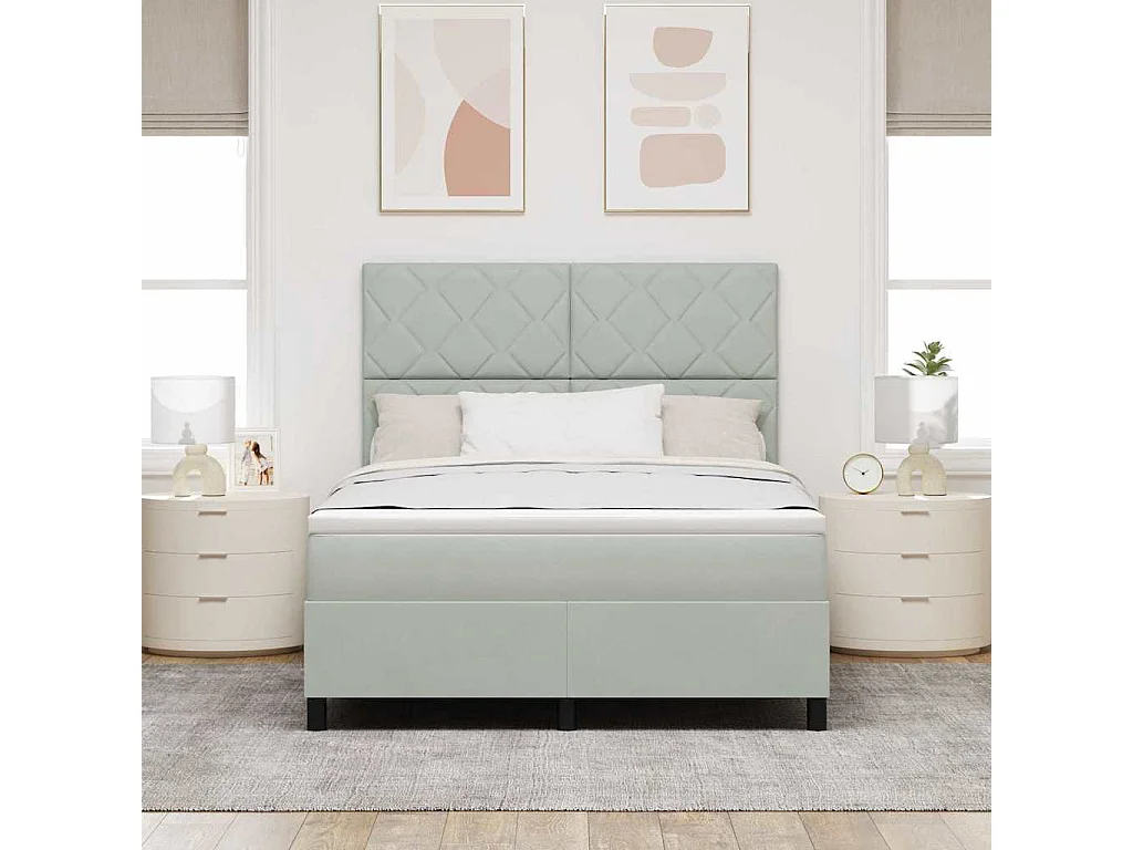 Boxspringbett mit Matratze Hellgrau 140 x 200 cm Stoff