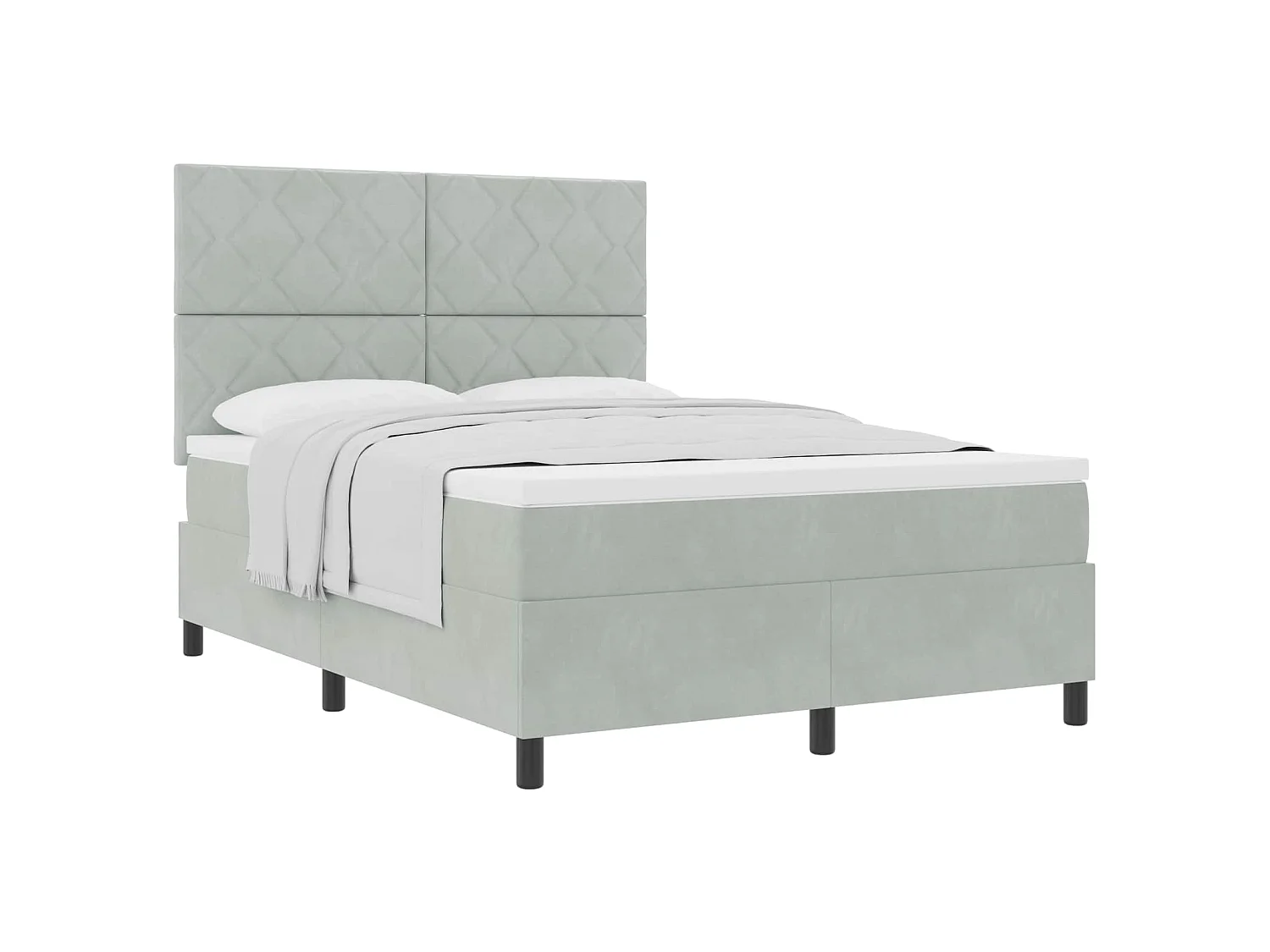 Boxspringbed met hoofdeinde Lichtgrijs 140 x 200 cm Fluweel