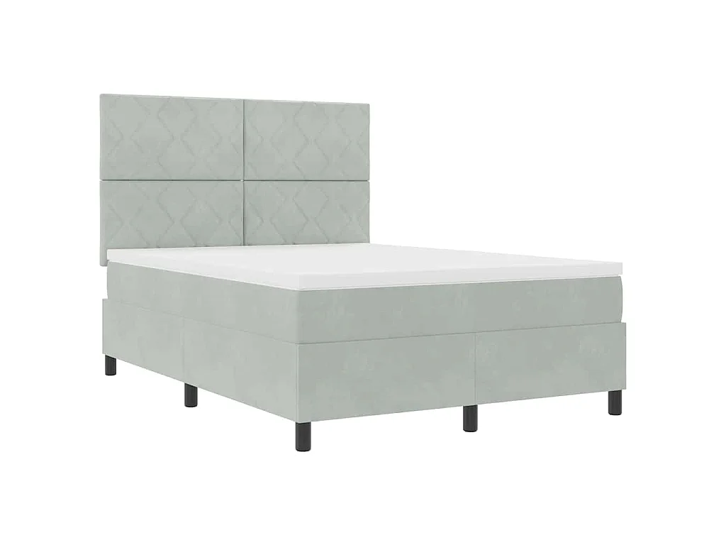 Boxspringbed met hoofdeinde Lichtgrijs 140 x 200 cm Fluweel