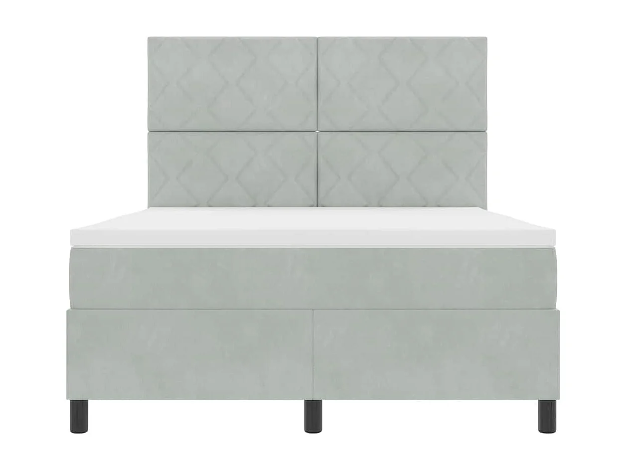 Boxspringbed met hoofdeinde Lichtgrijs 140 x 200 cm Fluweel