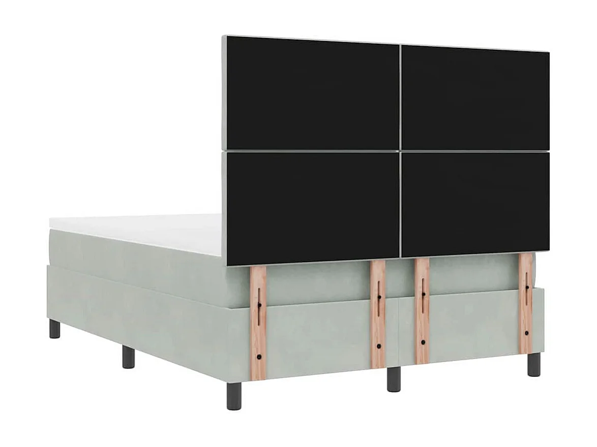 Boxspringbed met hoofdeinde Lichtgrijs 140 x 200 cm Fluweel