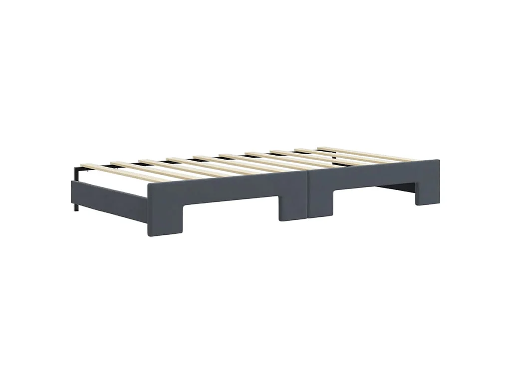 Slaapbank onderschuifbed en lades 90x190 cm fluweel donkergrijs
