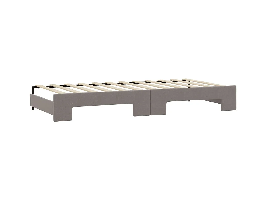 Lit de jour avec gigogne et tiroirs taupe 90x200 cm tissu
