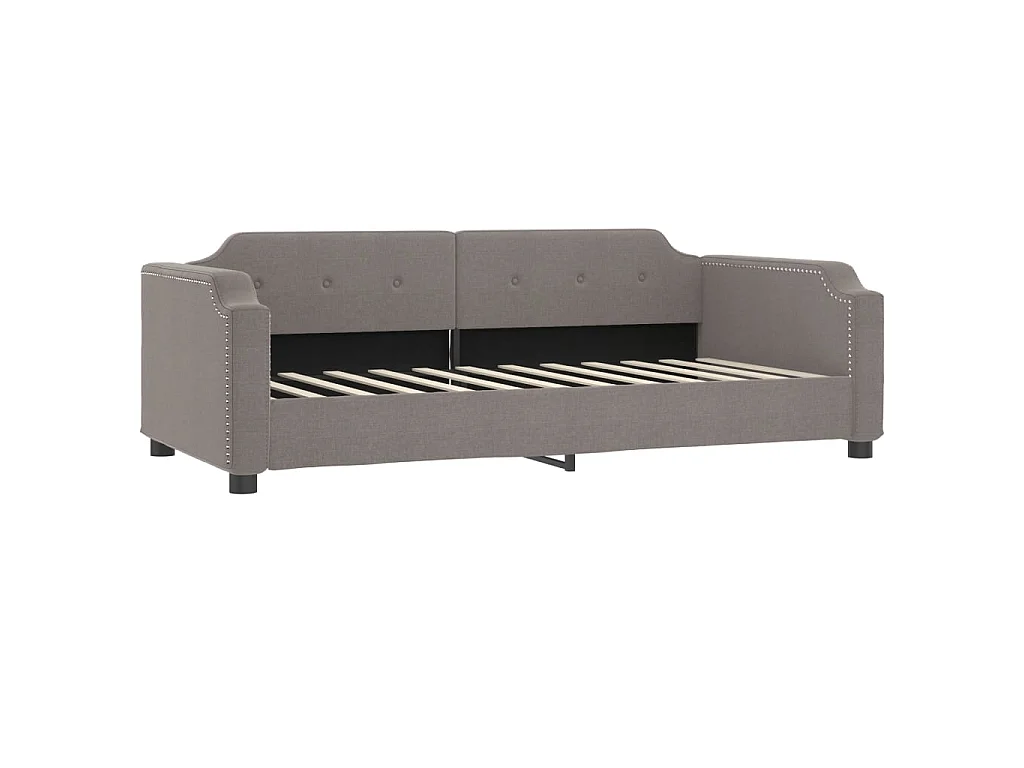 Lit de jour avec gigogne et tiroirs taupe 90x200 cm tissu