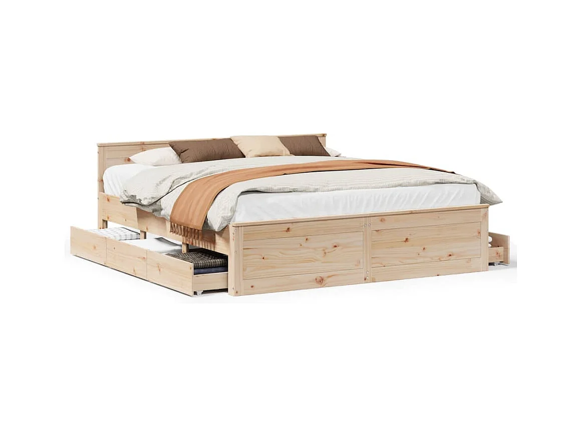 Cadre de lit sans matelas avec tête de lit 180x200 cm bois pin