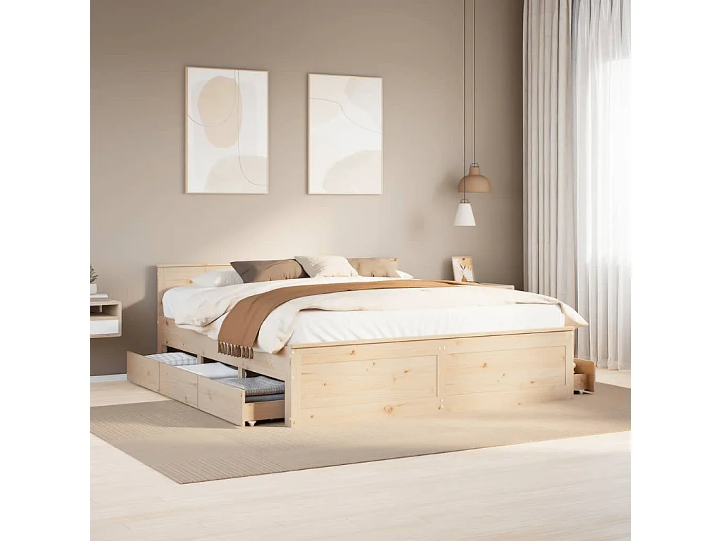 Giroletto senza Materasso con Testiera 180x200 cm Massello Pino