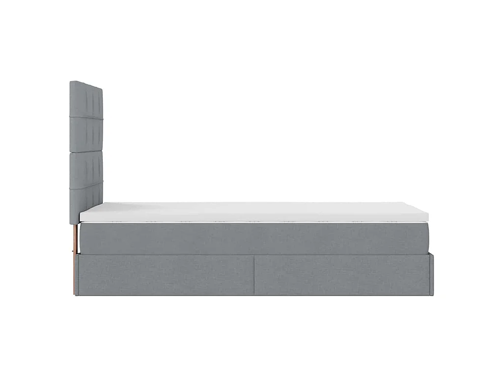 Ottoman-Bett mit Matratze Hellgrau 90x190 cm Stoff
