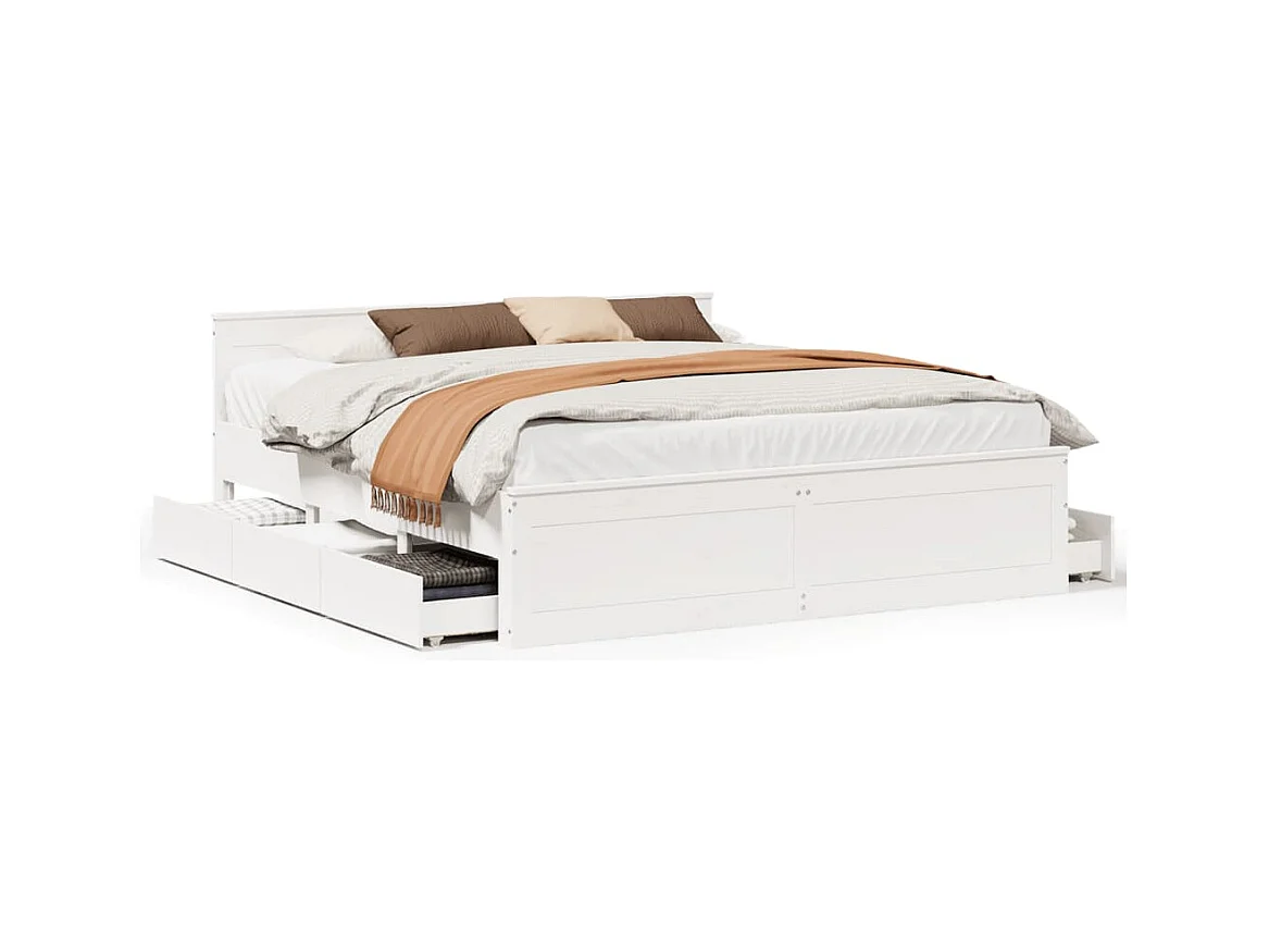 Cadre de lit sans matelas avec tête de lit 180x200 cm bois pin