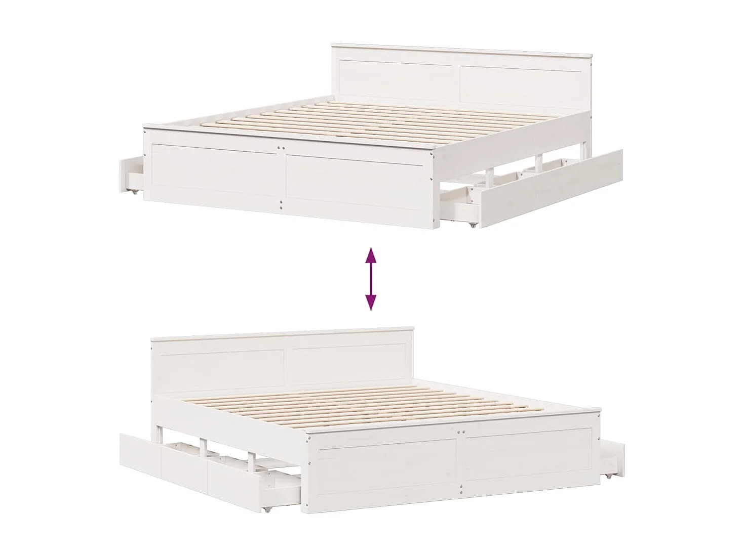 Cadre de lit sans matelas avec tête de lit 180x200 cm bois pin