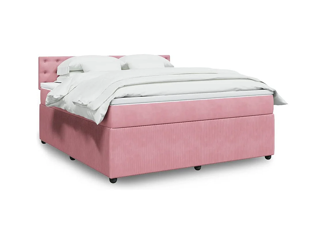 Boxspringbett mit Matratze Rosa 180x200 cm Samt