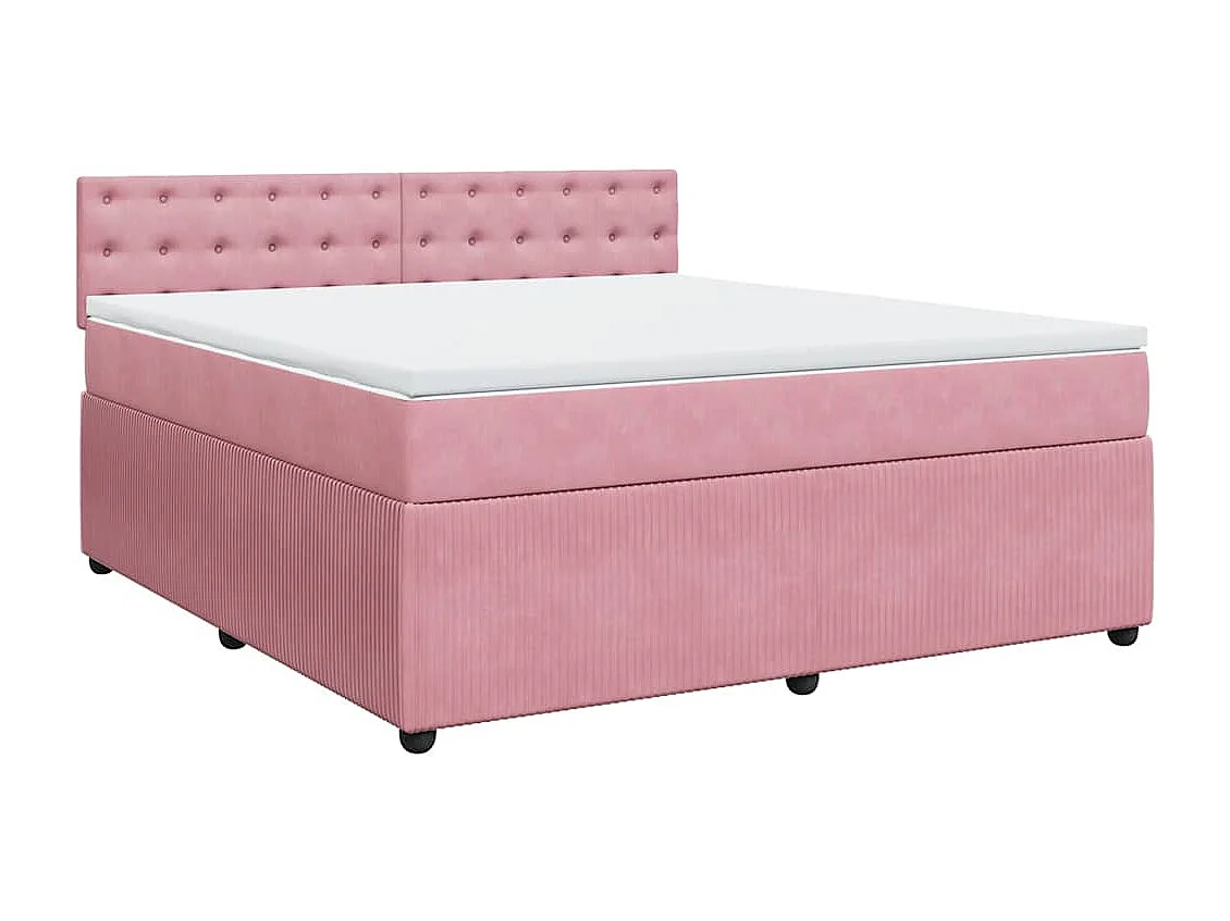 Boxspring met matras fluweel roze 180x200 cm