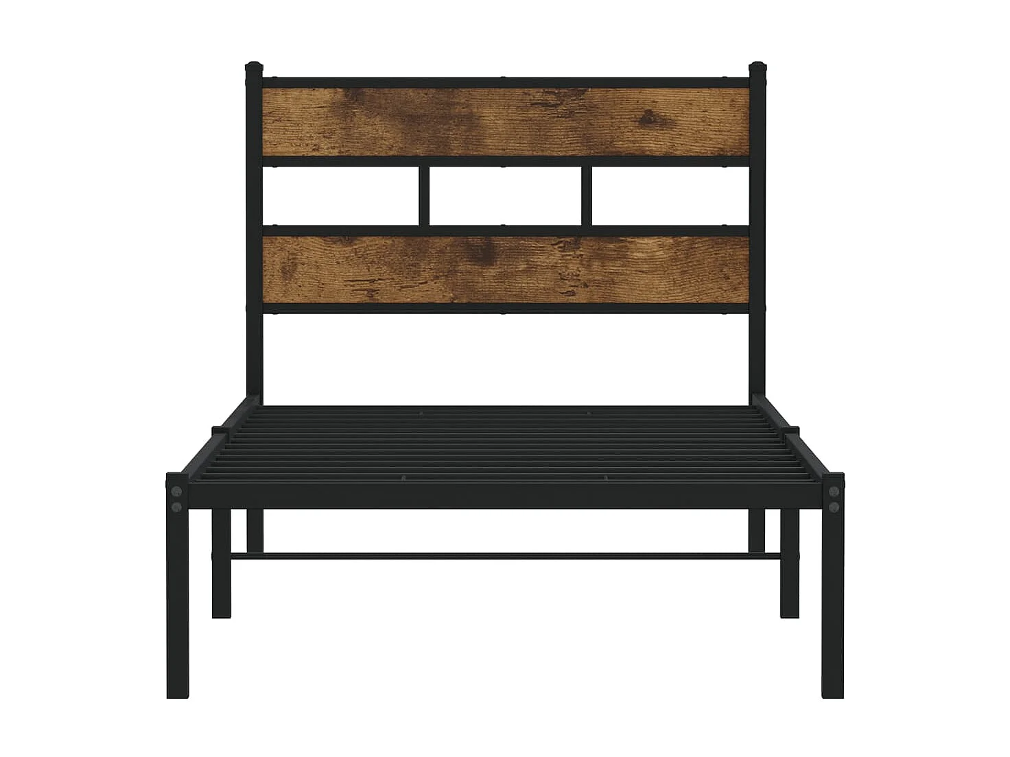 Cadre de lit en métal sans matelas chêne fumé 90x190 cm