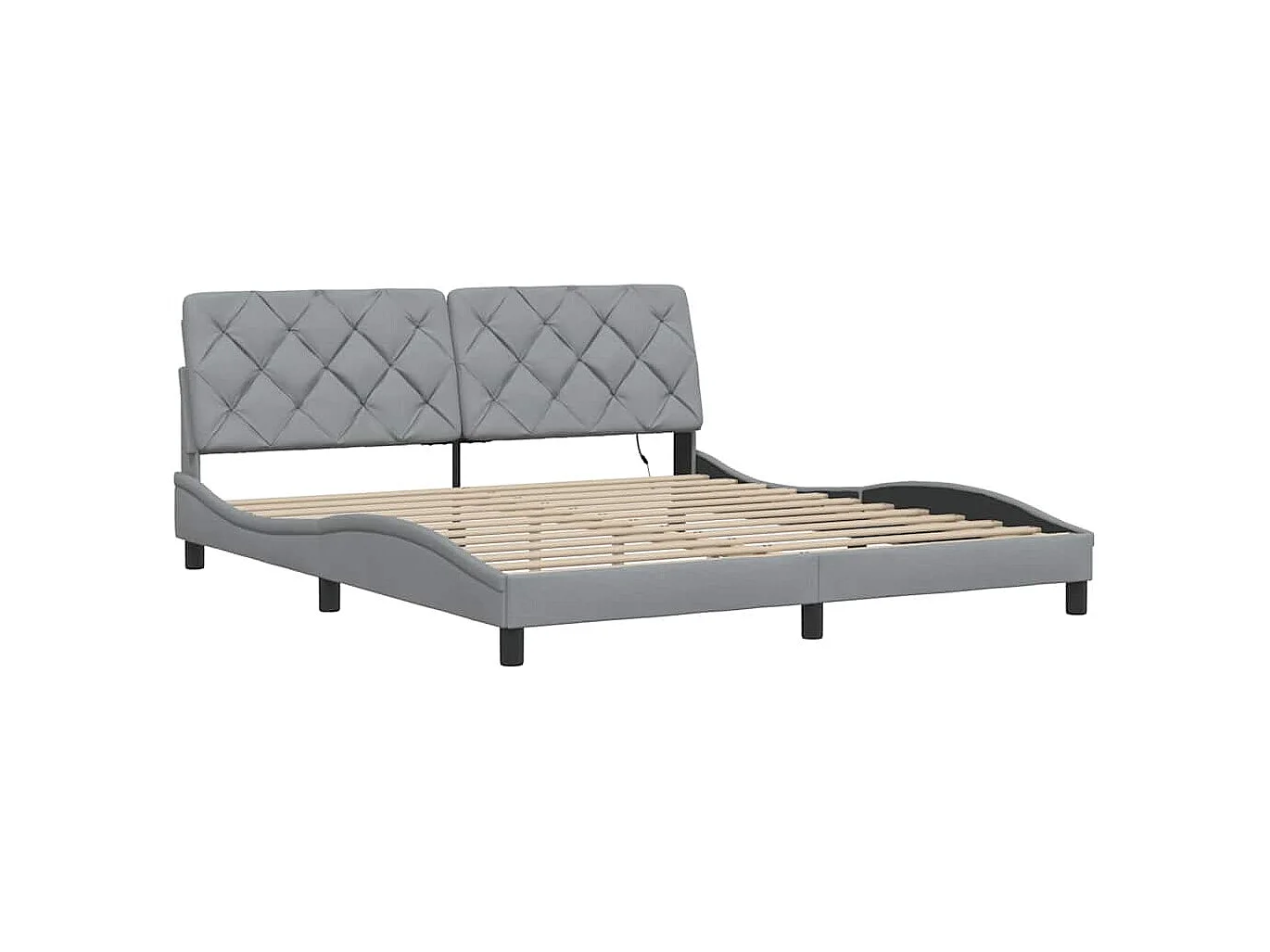 Cadre de lit avec LED sans matelas gris clair 180x200 cm tissu